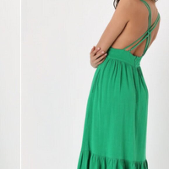 Lulus Warm Weather Wishes Green Strappy Dress w/ Pockets sz M--OUT OF STOCK - Picture 2 of 16